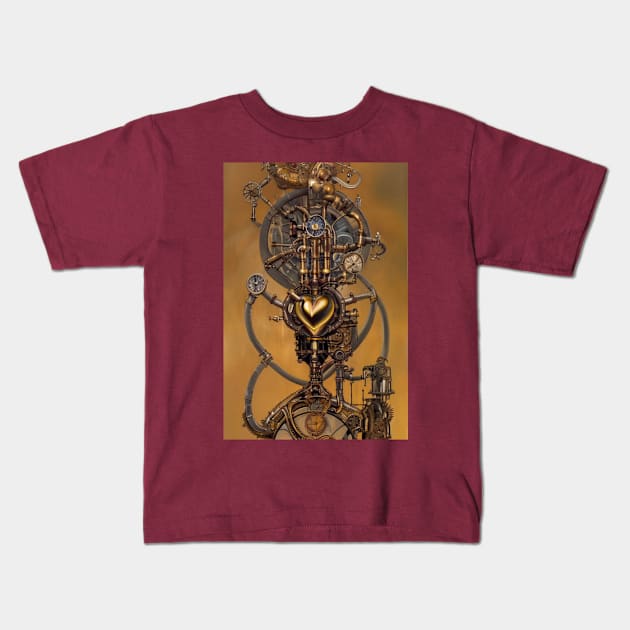 Steampunk mechanical heart Kids T-Shirt by Dendros-Studio